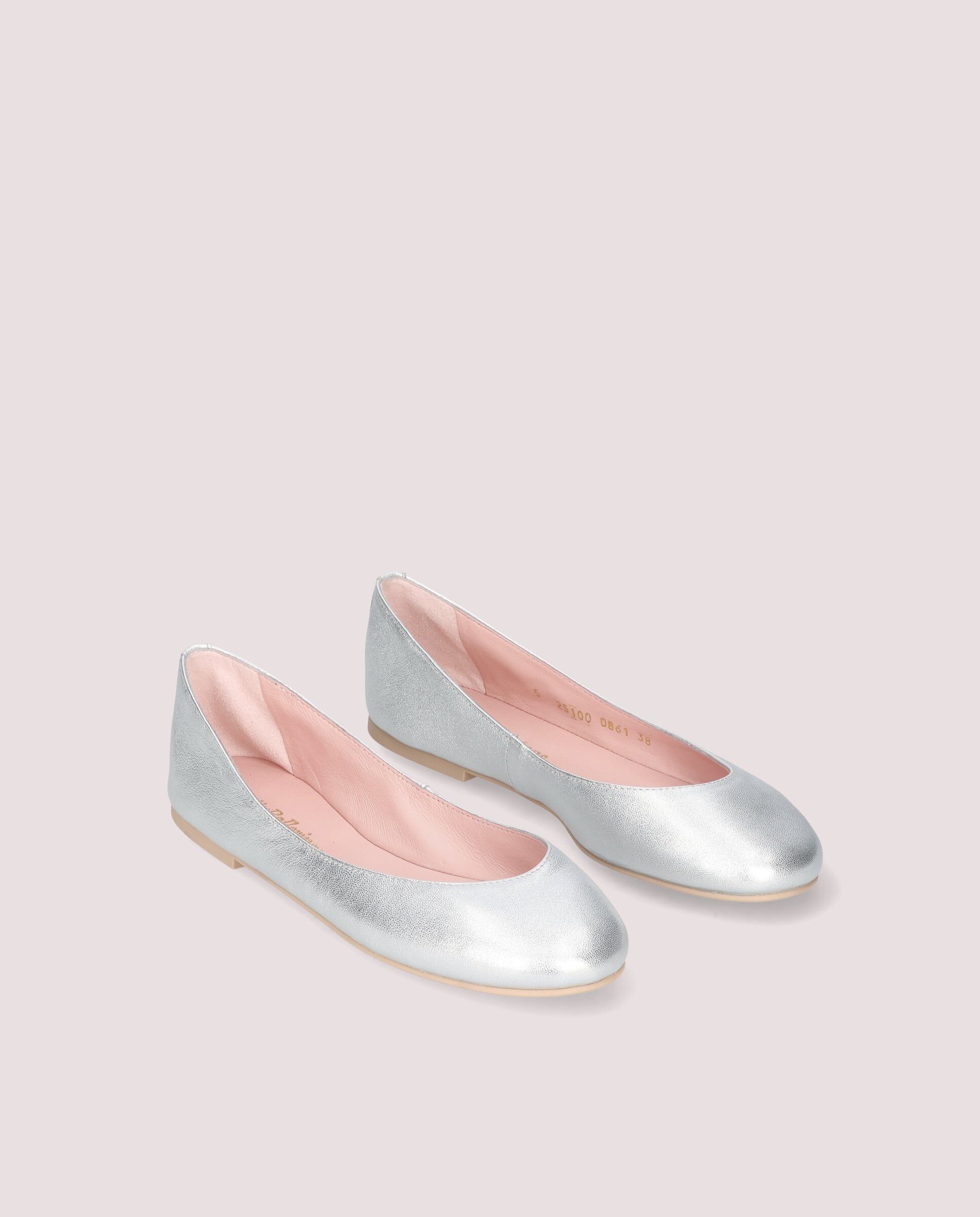 1PB0611-121 [PRETTY BALLERINAS] Rosario Ballerina In Silver Metallic Leather #53425_003 (EU)
