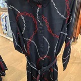 [S] TOMMY HILFIGER NAVY CHAIN PRINT CREPE BELTED SHIRTDRESS, XW08167-400 (STH1677)