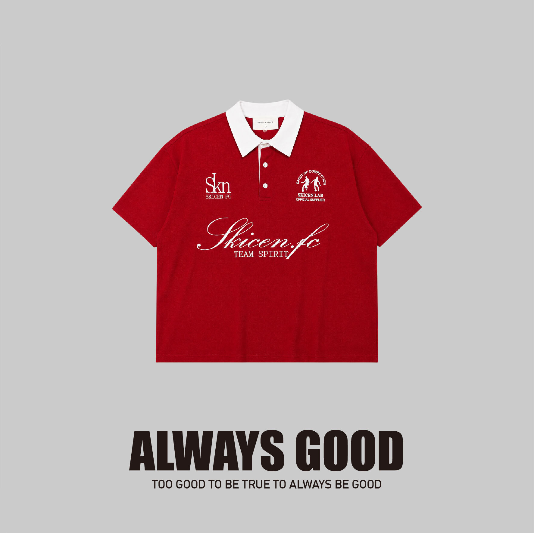 『Always_Good』刺繡 撞色 POLO領 上衣