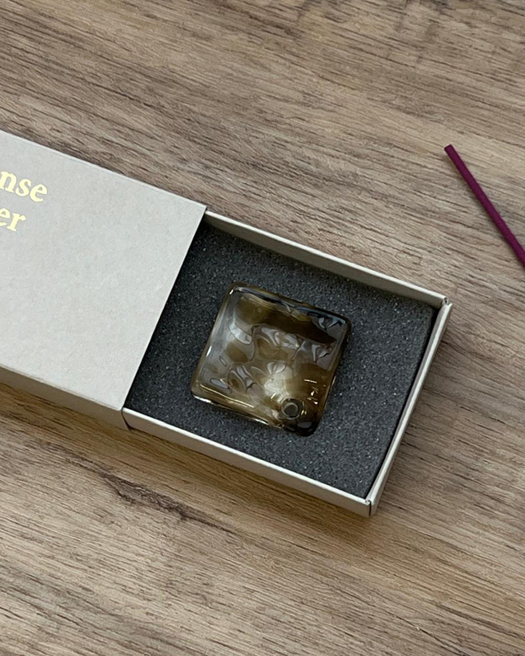 Kyoto Handmade Glass Incense Holder Clear Gray | Kousaido