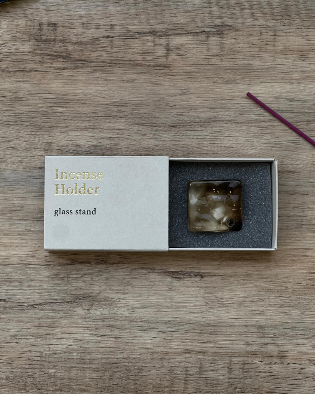 Kyoto Handmade Glass Incense Holder Clear Gray | Kousaido