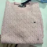 [S] TOMMY HILFIGER BEIGE SHORT-SLEEVE CABLE KNIT SWEATER, XW07177-653 (STH1684)