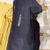 [S] TOMMY HILFIGER NAVY SHORT-SLEEVE CABLE KNIT SWEATER, XW07177-400 (STH1685)