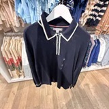 [S] TOMMY HILFIGER NAVY LIGHTWEIGHT TIPPED SWEATER POLO, XW08004-400 (STH1686)