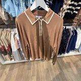 [S] TOMMY HILFIGER ICONIC CAMEL LIGHTWEIGHT TIPPED SWEATER POLO, XW08004-200 (STH1687)