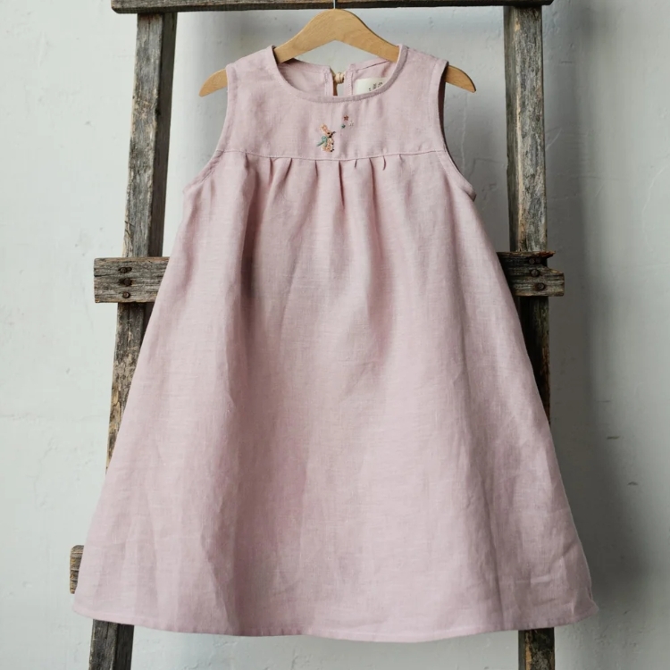 (預購)ALL THE BEAUTIFUL LINEN 小壓褶後綁帶無袖洋裝 VIOLET DRESS (NEW)