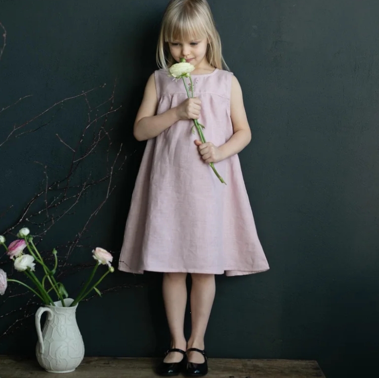 (預購)ALL THE BEAUTIFUL LINEN 小壓褶後綁帶無袖洋裝 VIOLET DRESS (NEW)