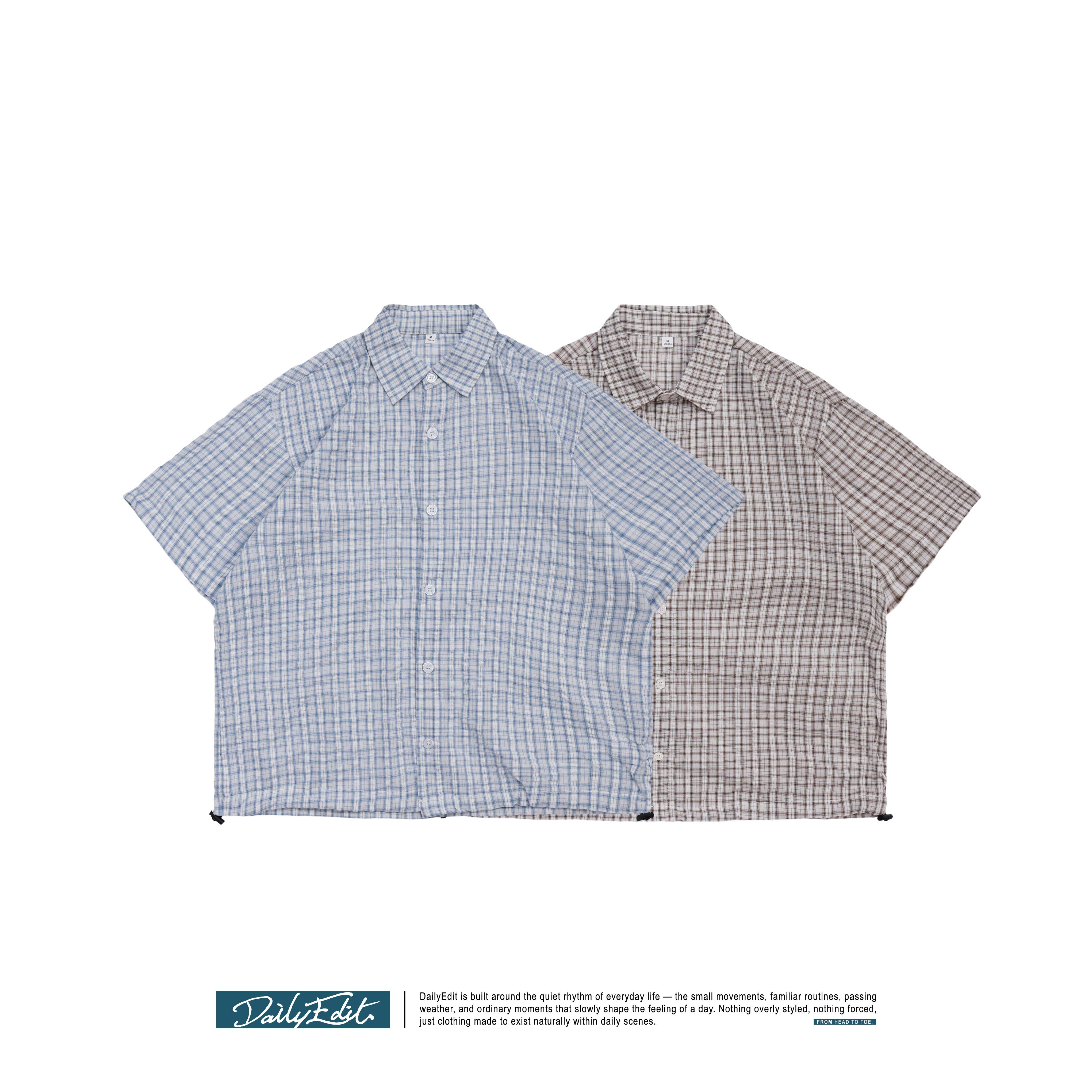 抽繩格紋襯衫 Drawstring Plaid Shirt ST-014