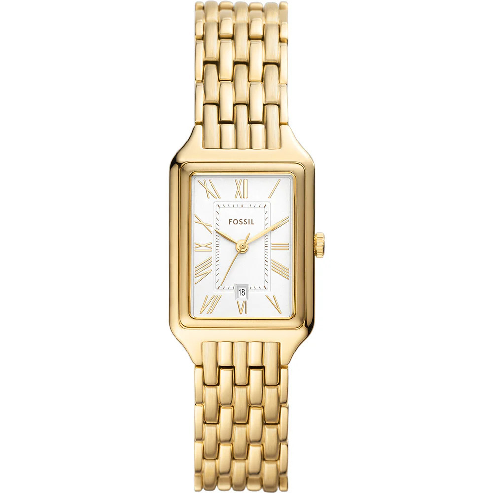 【FOSSIL】簡約羅馬字 金色 日期 不鏽鋼 石英 女生 手錶 ES5220