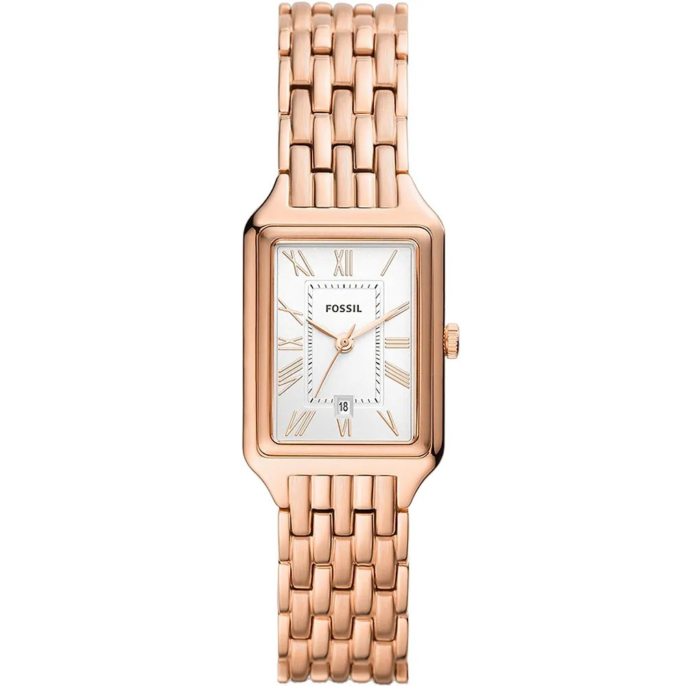 【FOSSIL】簡約羅馬字 玫瑰金 日期 不鏽鋼 石英 女生 手錶 ES5271