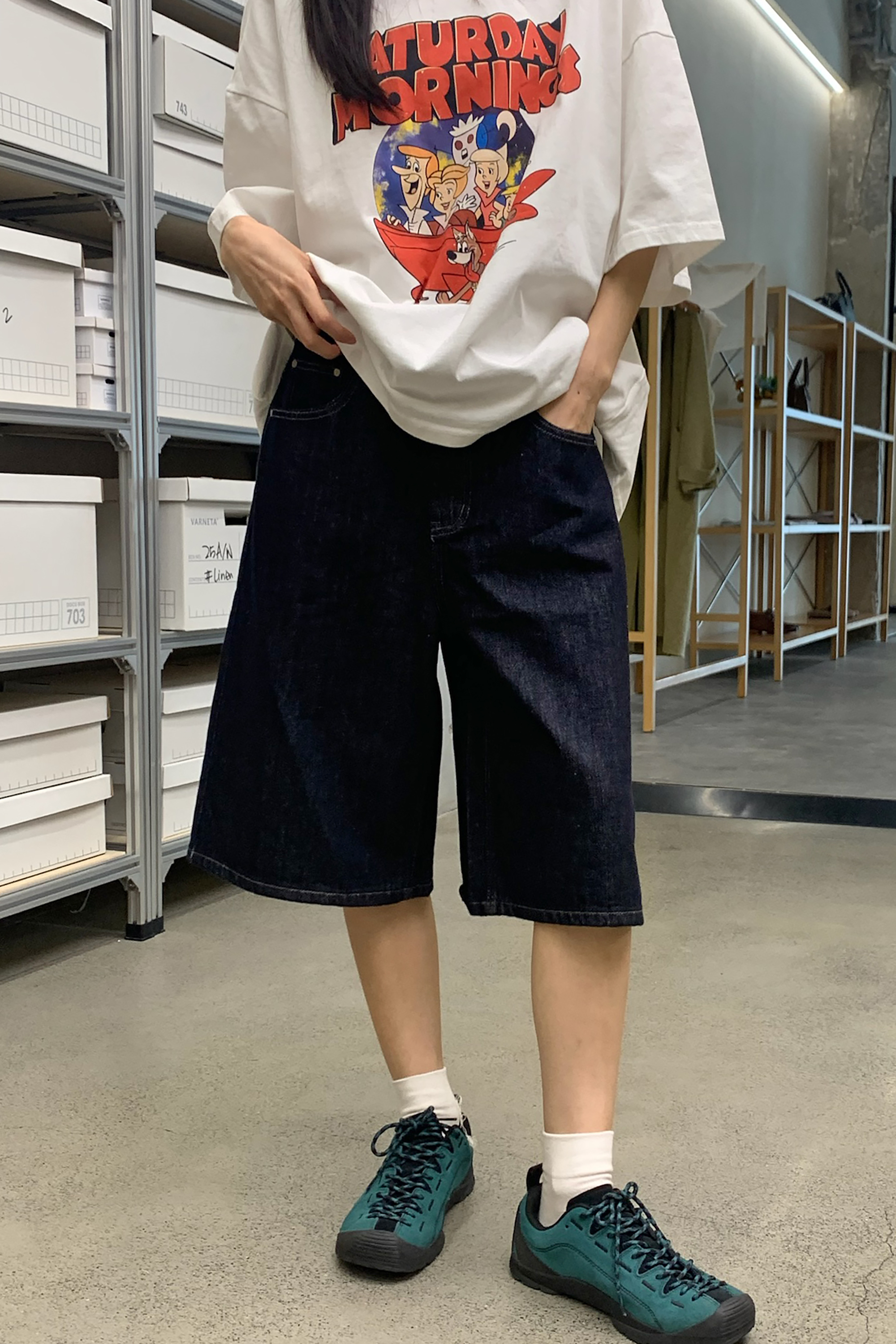 日常百搭原色丹寧六分褲