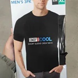 [S] 32 DEGREES BLACK MENS 3 PACK COOL SHORT SLEEVE CREW NECK, 195930752010 (SZZ1179)