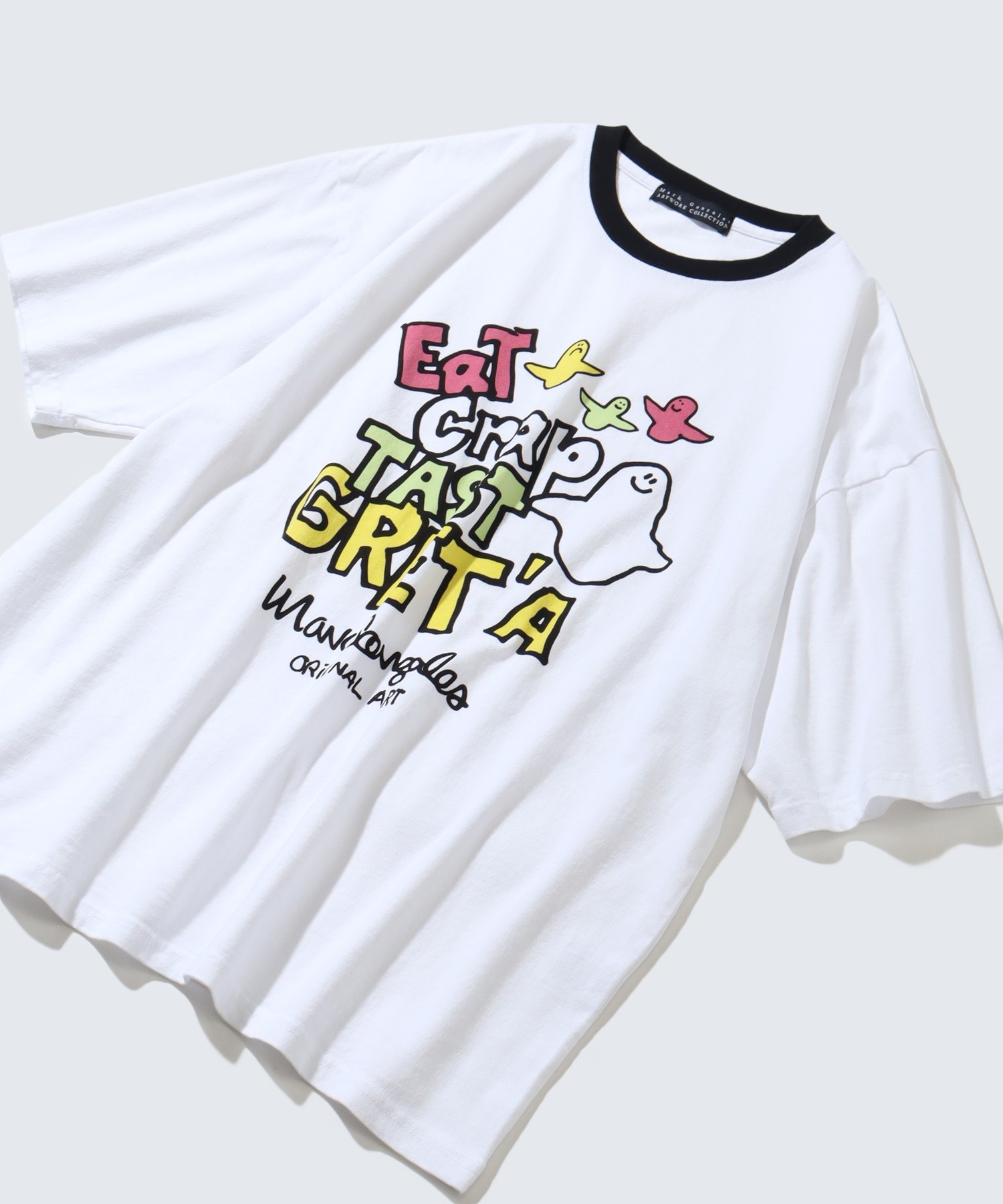 #現貨 Mark Gonzales 經典藝術插畫 復古撞色滾邊 寬鬆短踢 白色