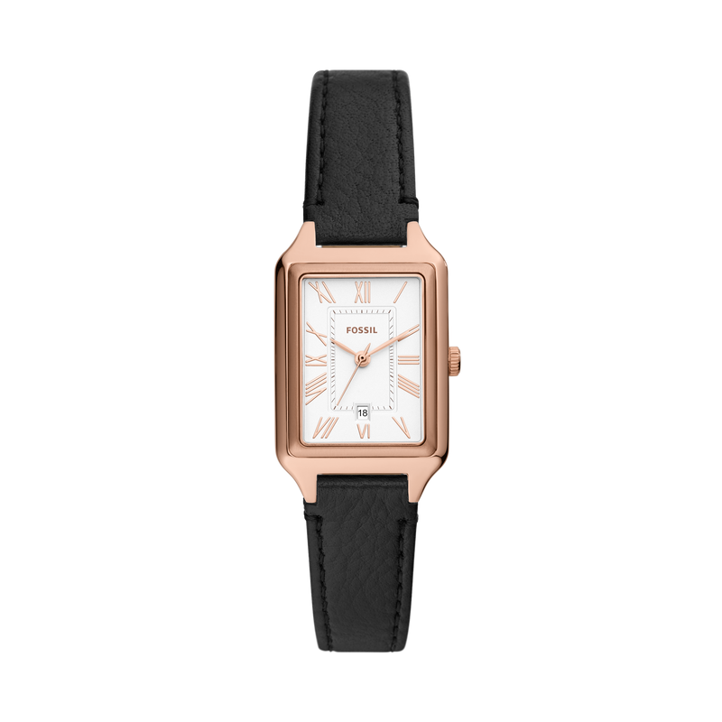 【FOSSIL】簡約羅馬字 日期 不鏽鋼 石英 女生 黑皮帶 手錶 ES5310