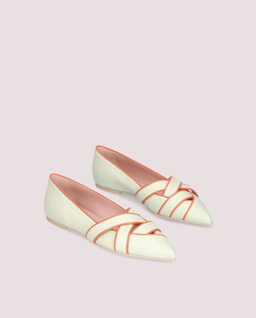 1PB0611-314 [PRETTY BALLERINAS] Ella 黑色皮革芭蕾平底鞋 Ivory #52115_C (EU)
