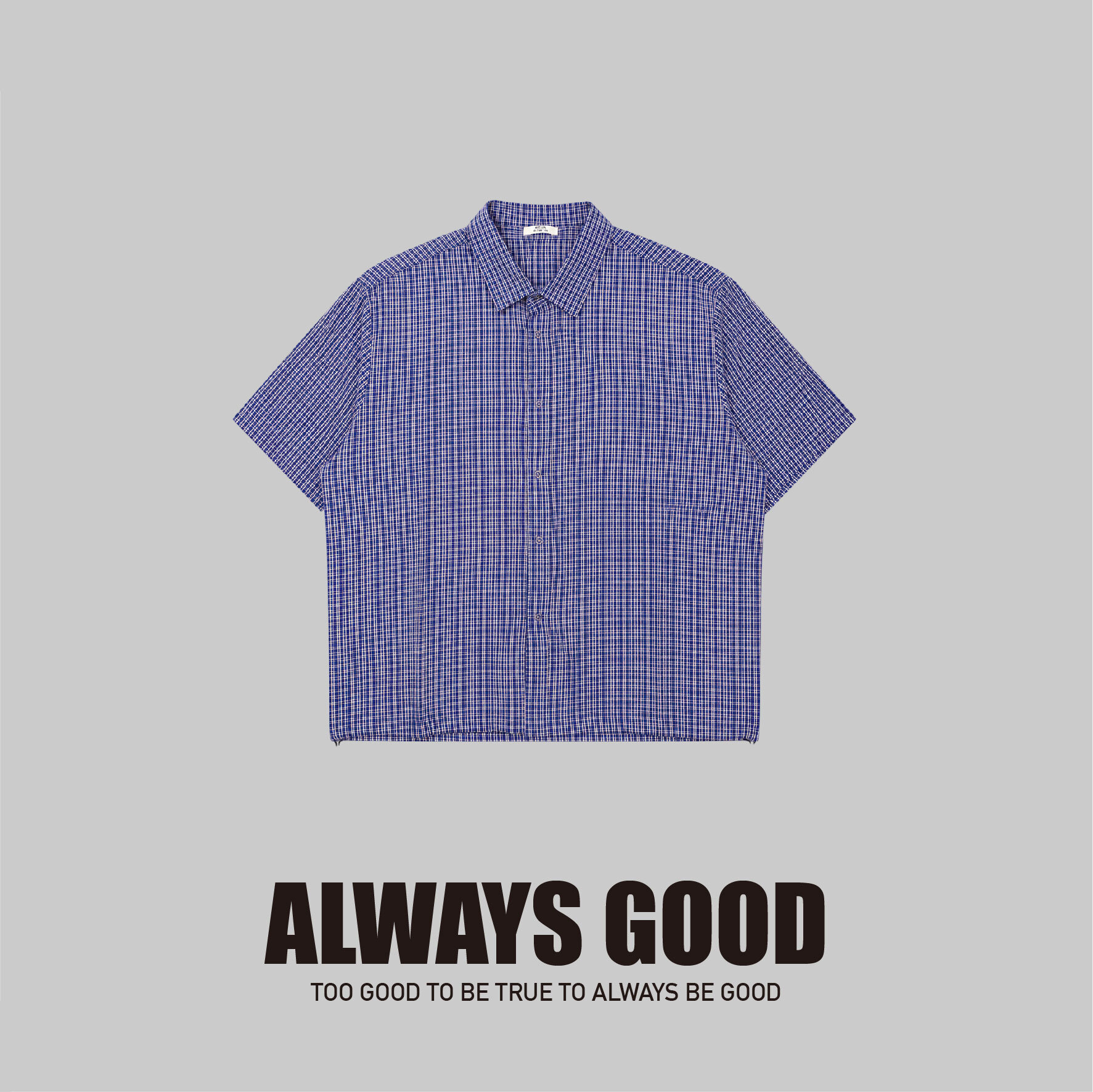 『Always_Good』下擺可調整 細格紋 短袖襯衫