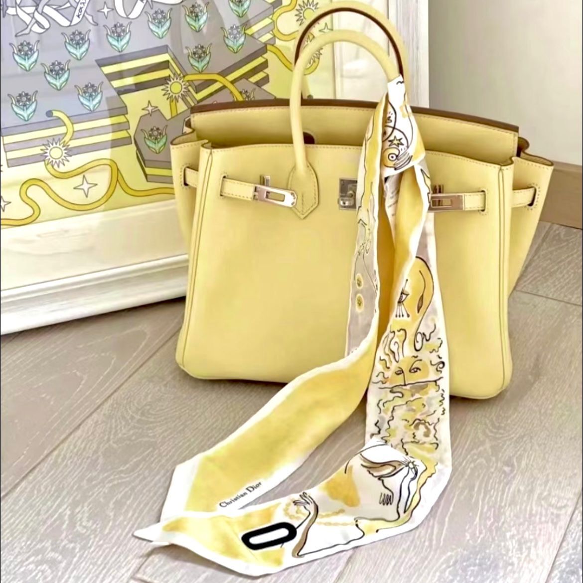 K刻!!! 新鮮單~全新BIRKIN 25, 小雞黃Togo皮,銀扣 1Z/JAUNE POUSSIN H041344CK1Z #B25, 柏金包, #BRAND NEW #香榭站正品