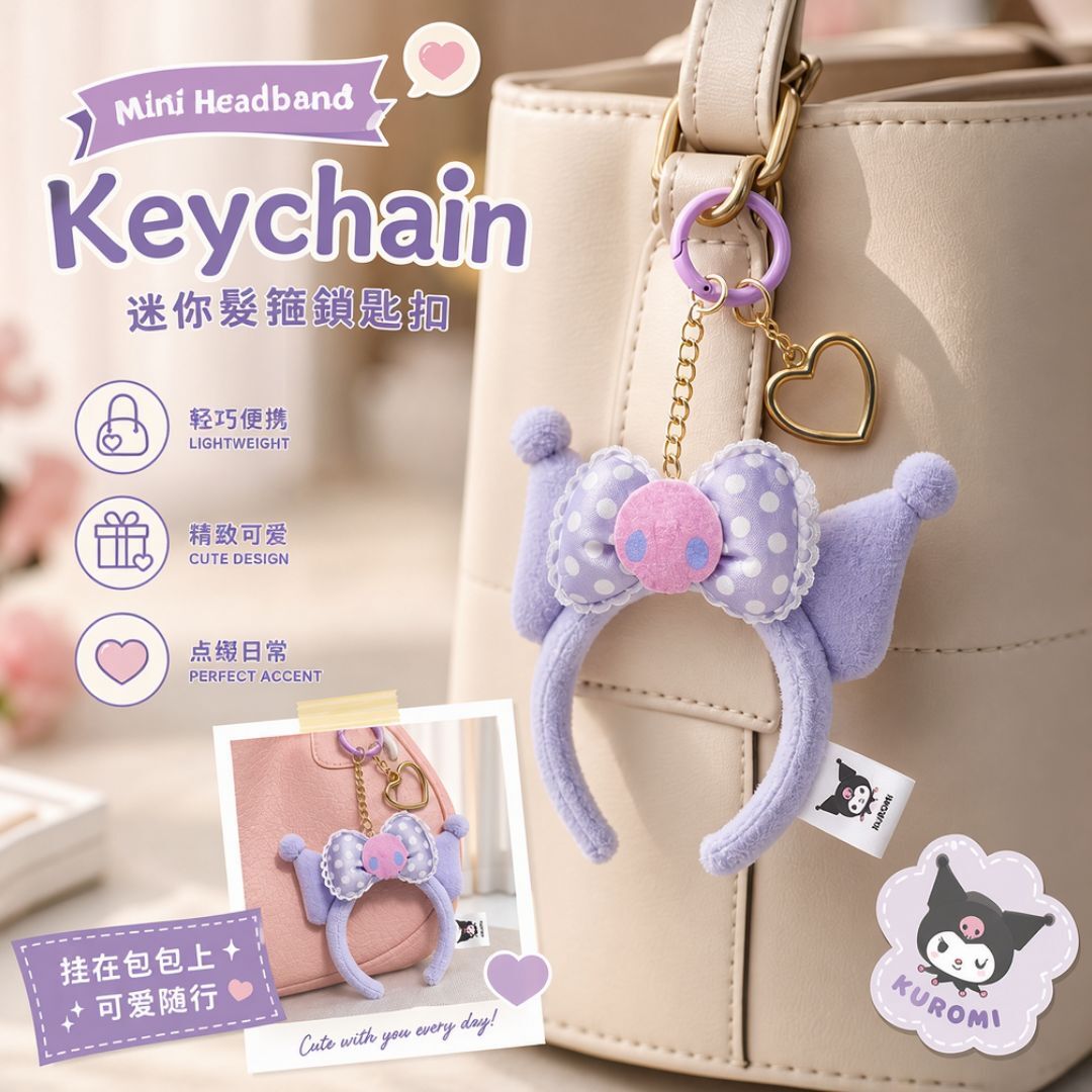 庫洛米 Sanrio 迷你造型髮箍鎖匙扣 吊飾