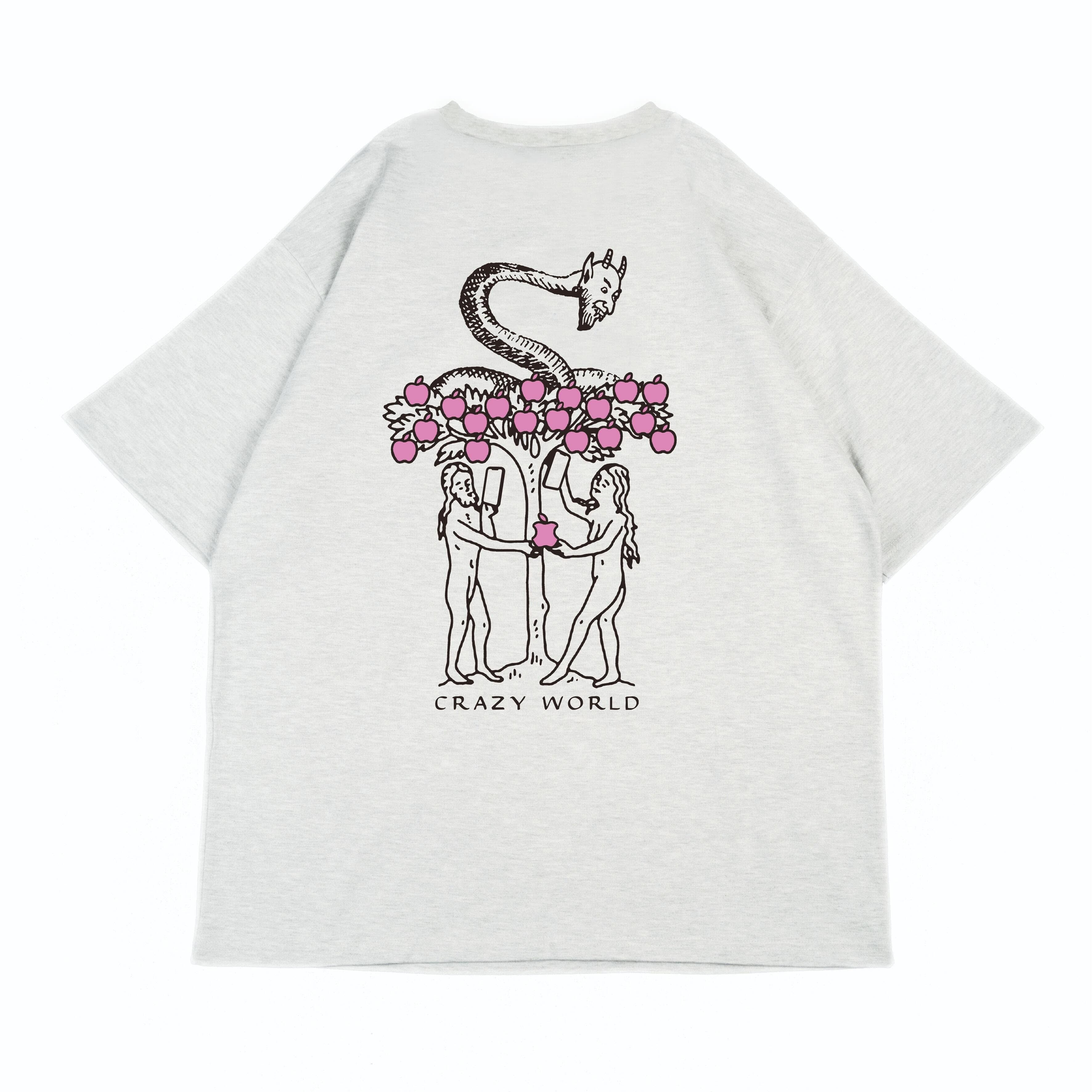 SIGHT - Crazy World - Boxy Cut 機能彈性短Tee - 麻灰/