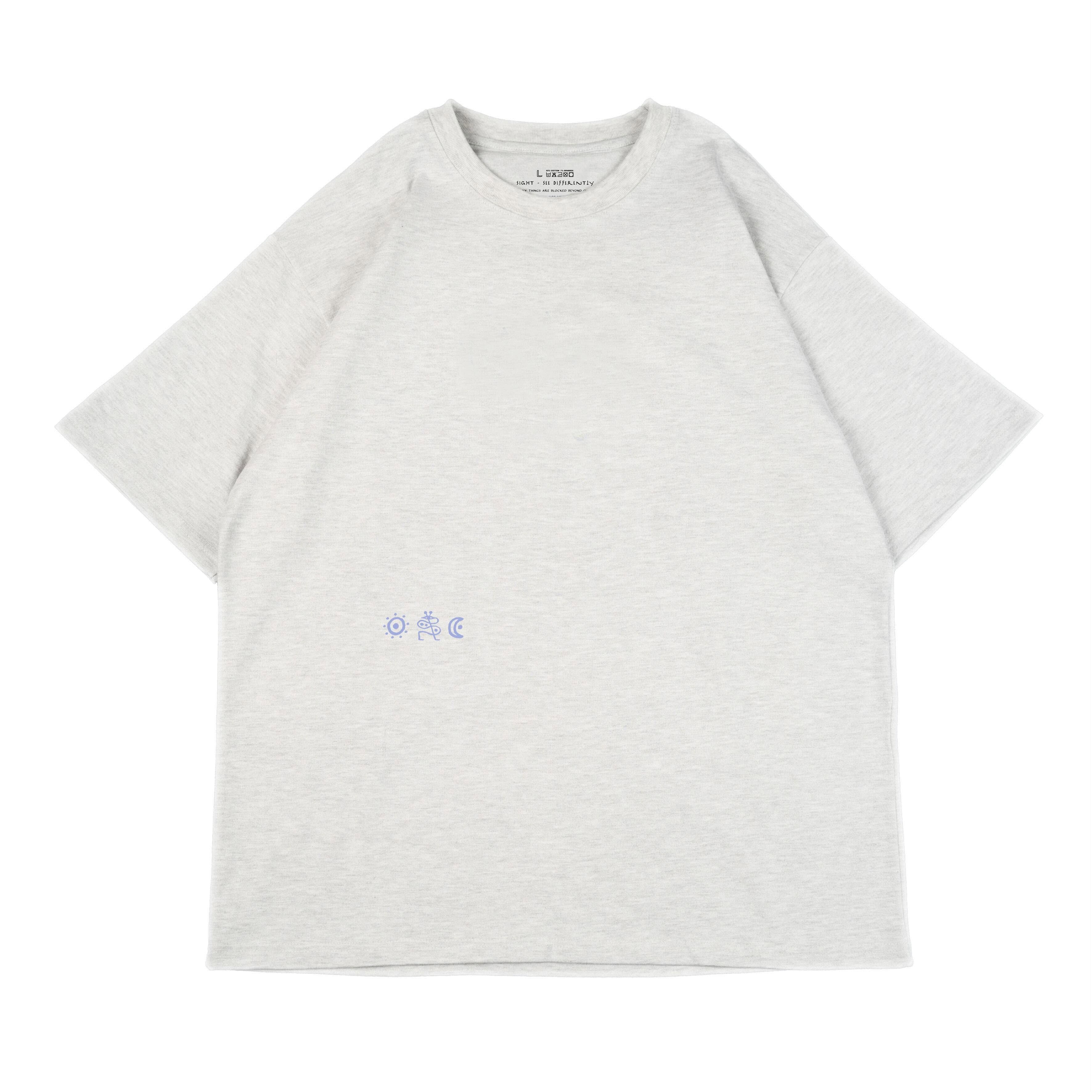 SIGHT Clothing - Peace & Love 原創手繪Boxy Cut 機能彈性短Tee - 麻灰