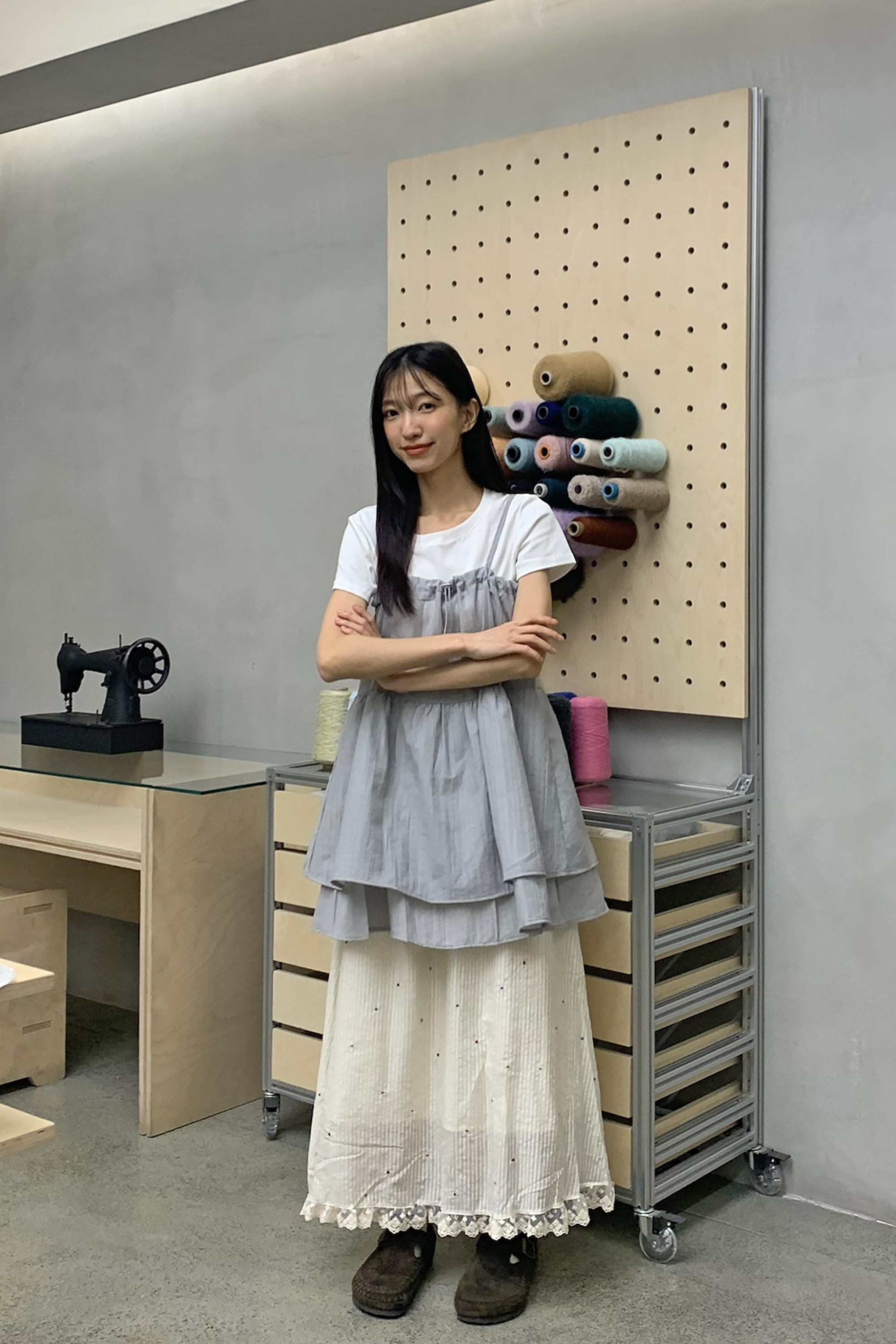 日系糖果色小波點半裙