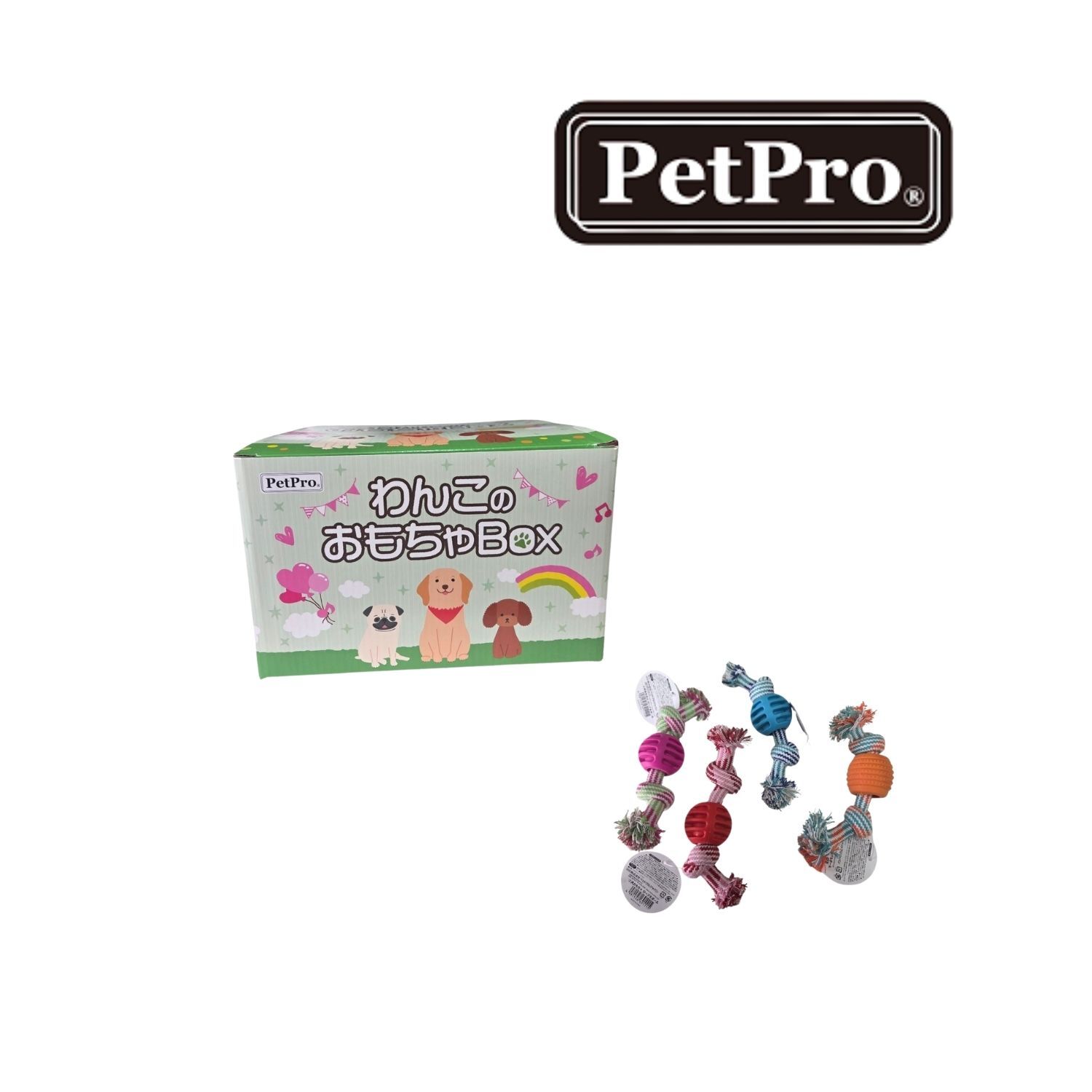 日本PetPro 狗狗玩具BOX－繩結球玩具組(24入/盒)