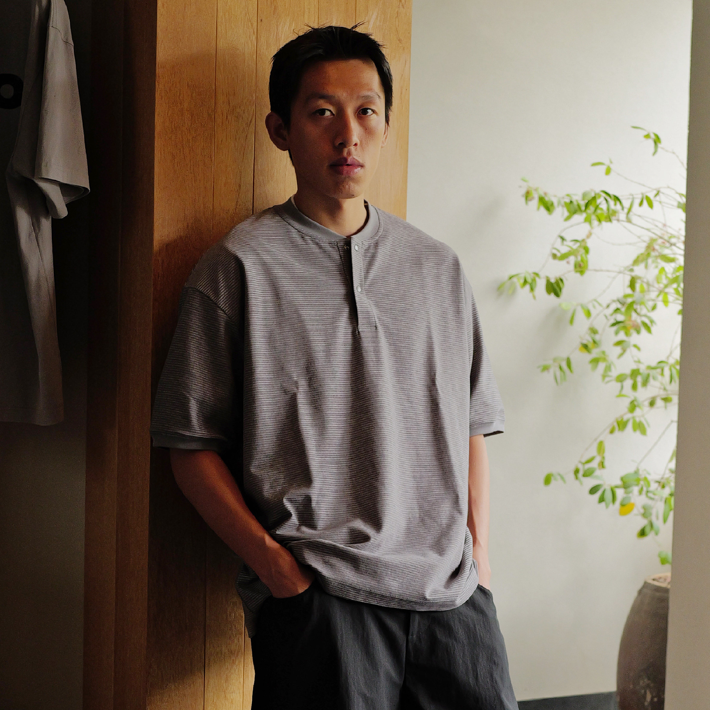 BOHRHOO Texture Henley tee 肌理條紋 亨利領短袖Tee [BH1166]