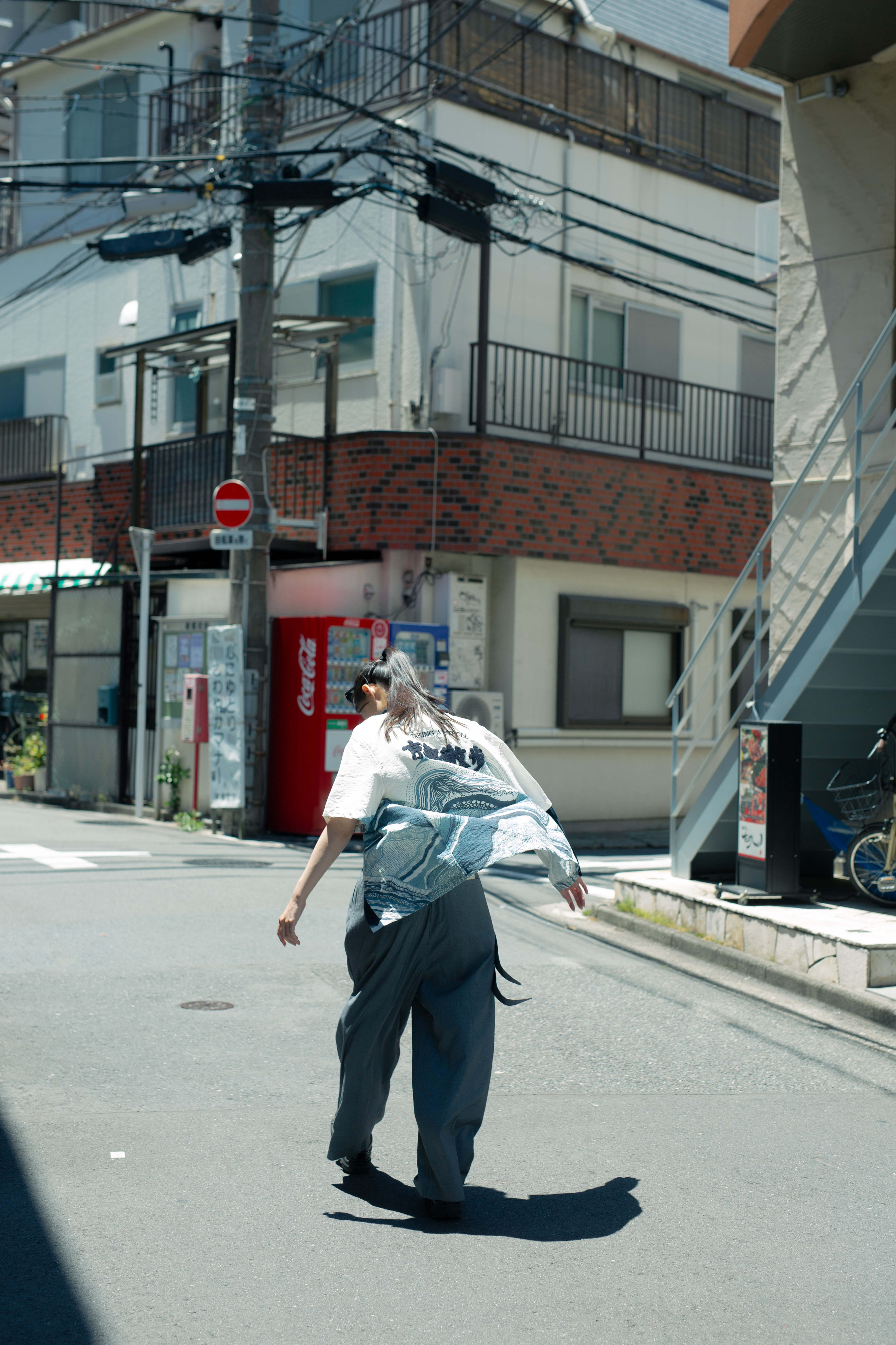 Kyoto Stroll Linen Wave Print Shirt | White｜Hong Kong Original Design