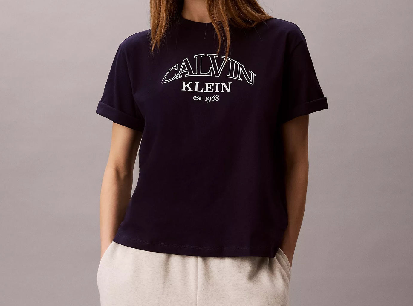 [S] CALVIN KLEIN BLUE ARCH LOGO GRAPHIC BOXY TSHIRT, 47F864G-501 (SCK879)
