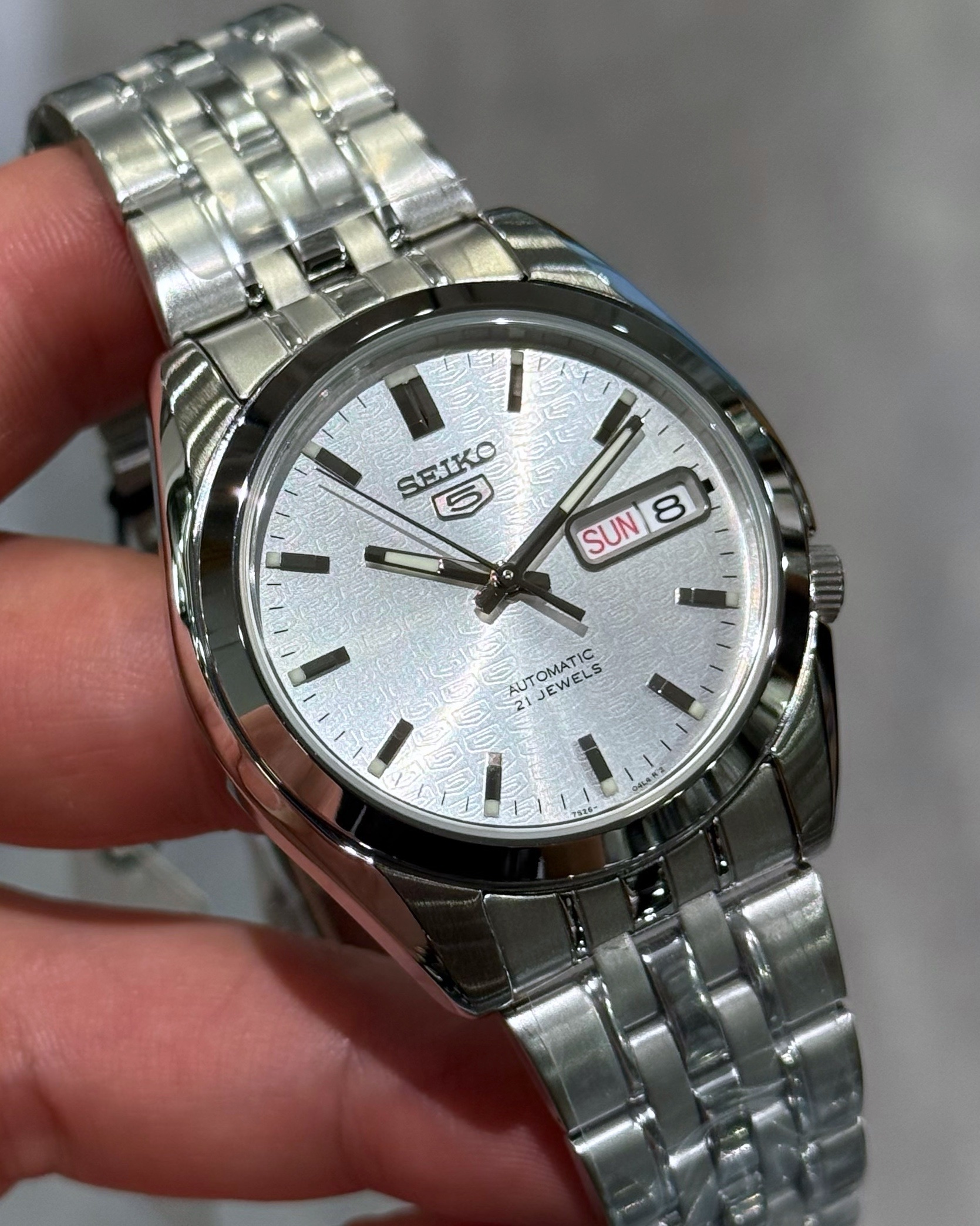 SEIKO 5 精工 盾牌 5號 SNK355K1 銀面 鋼帶 自動機械錶