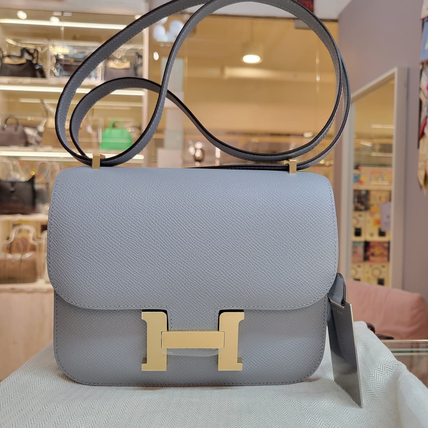 HERMES Mini Constance P0 Gris Pantin Brushed Gold 木偶灰拉絲金扣