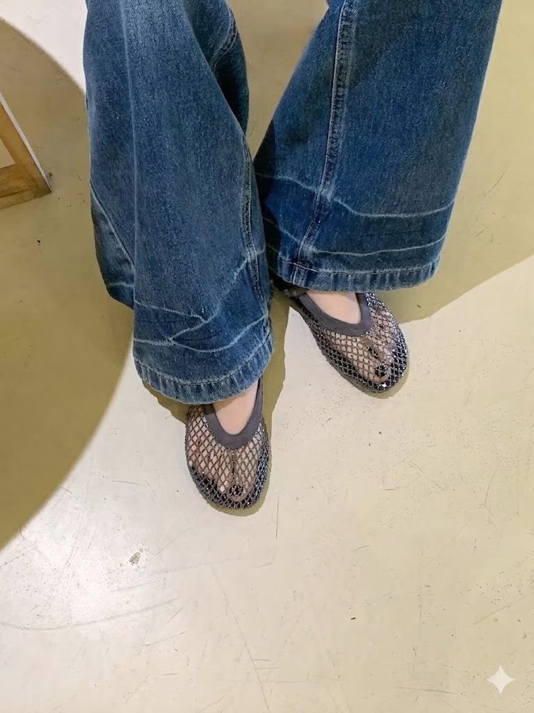 CC61幼帶菱格閃閃娃娃鞋