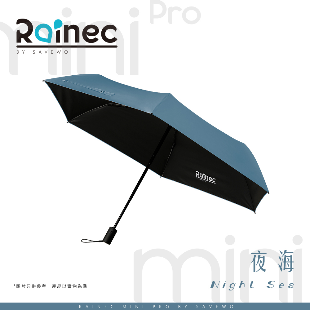 Rainec mini Pro 超輕防曬超潑水防回彈自動摺遮 (Night Sea / 夜海)