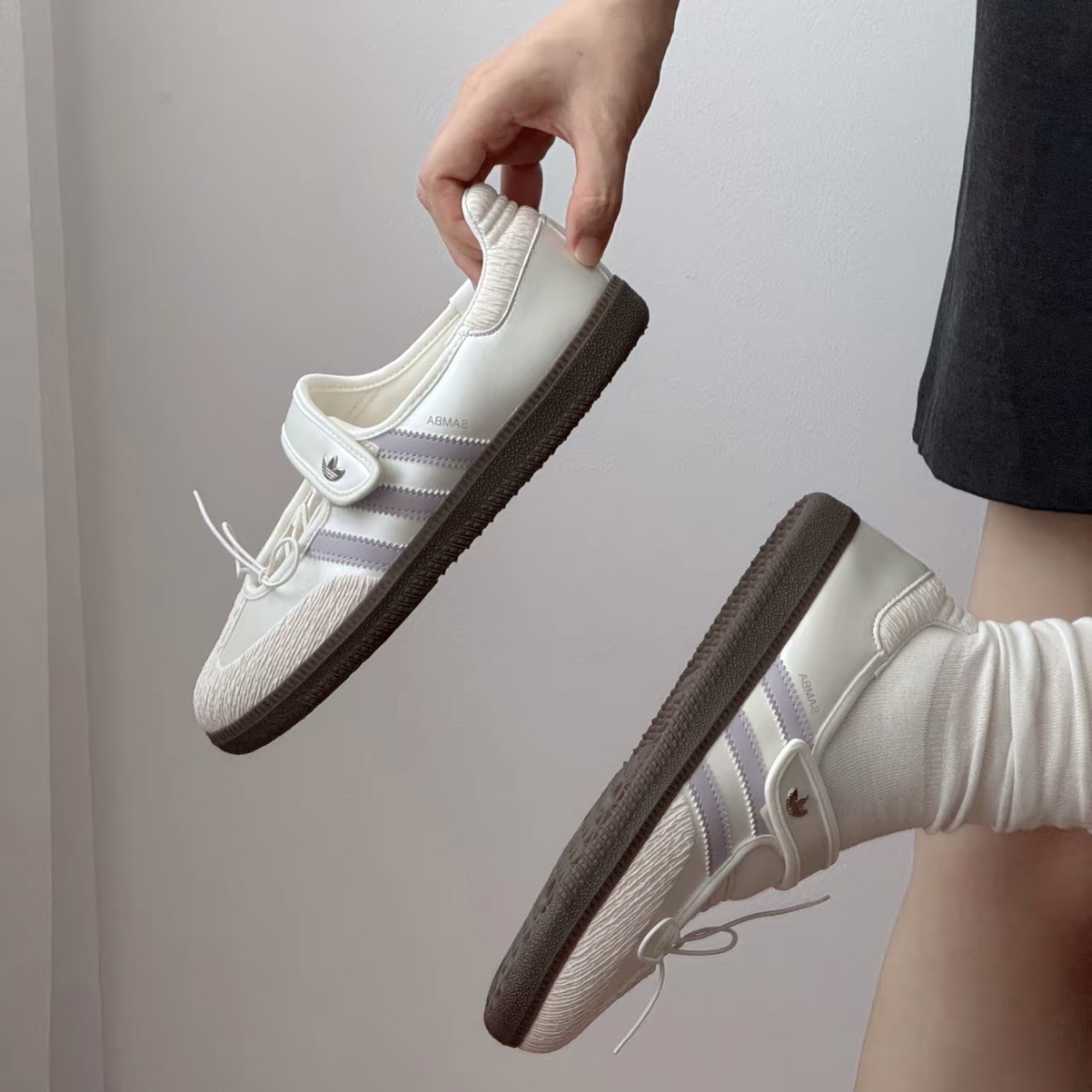 ADIDAS SAMBA JANE 奶油紫 珠光 瑪莉珍 休閒鞋 魔鬼氈 女鞋 LB8627