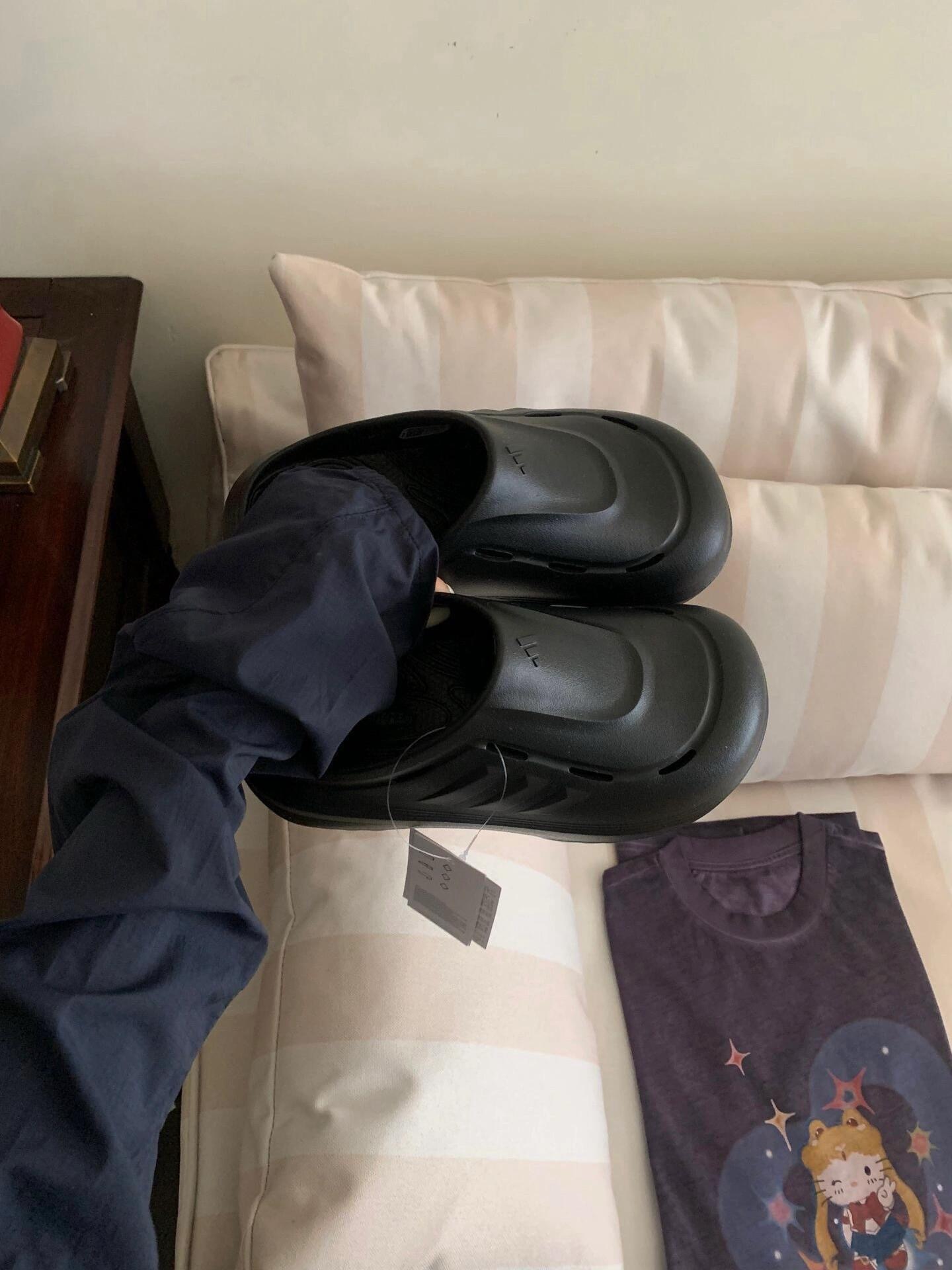 【618優惠】Adidas OZWAVE CLOG "Core Black" 純粹黑 厚底 防水 包頭拖鞋 JR6761