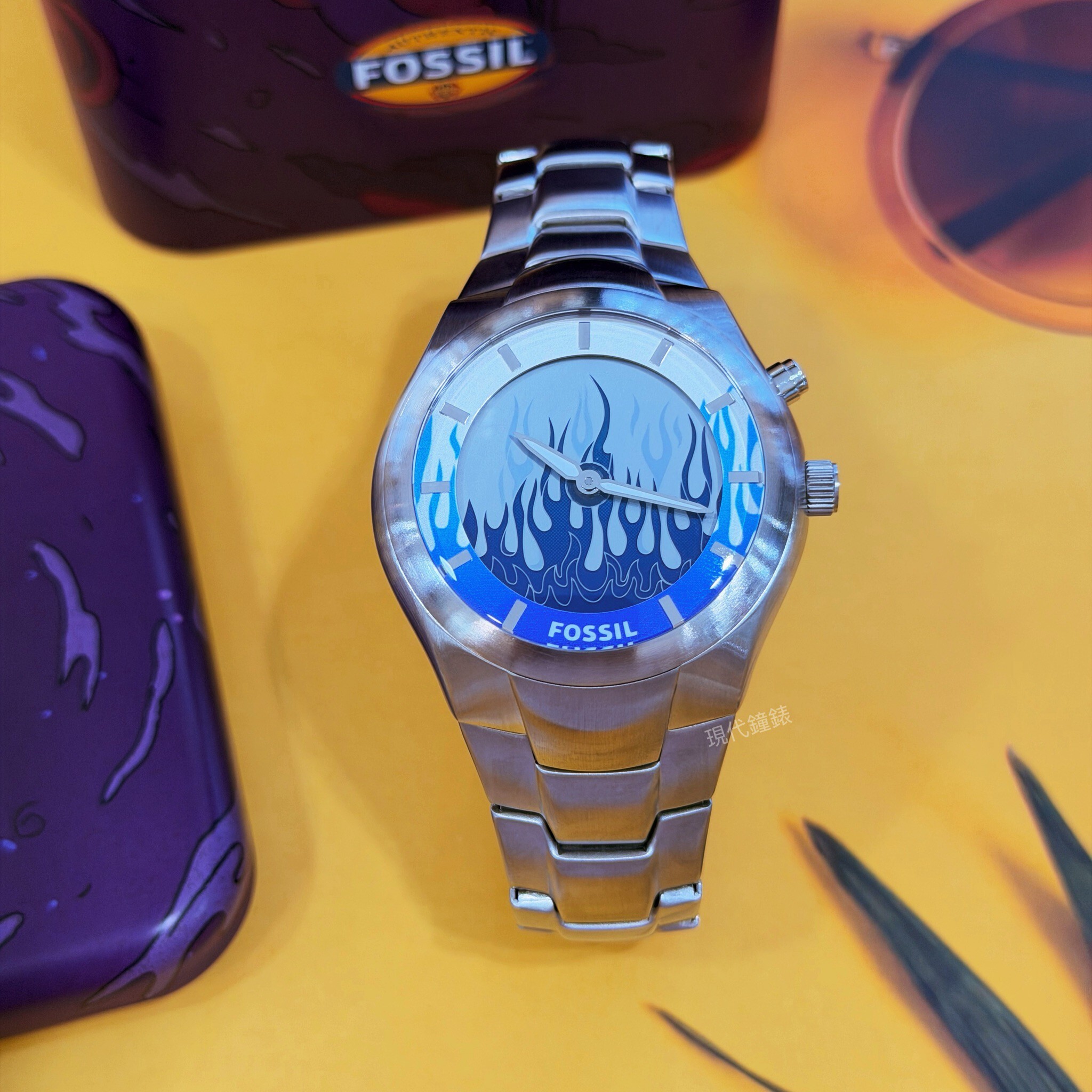 【FOSSIL】Y2K Big Tic 限量復刻 雙顯示火焰數位圖騰手錶LE1234 40mm  現代鐘錶