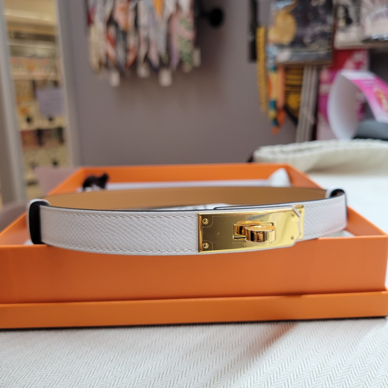 HERMES KELLY BELT BLANC F 白金