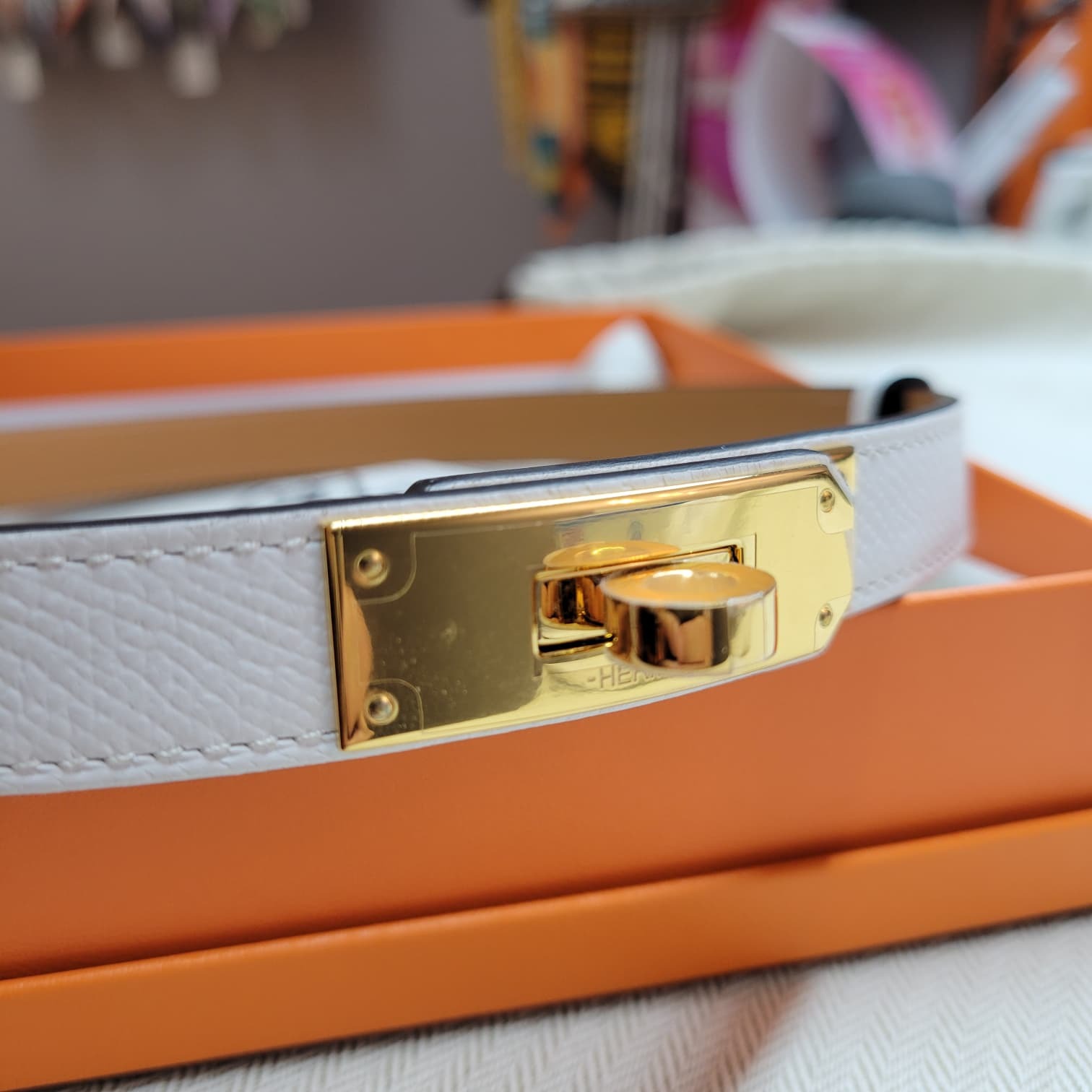 HERMES KELLY BELT BLANC F 白金