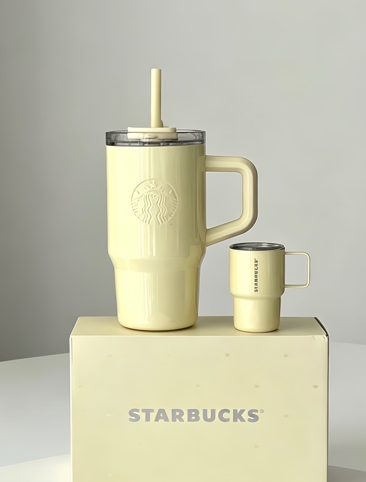 星巴克 Starbucks 心情氣象局系列 不鏽鋼雙飲杯 奶油黃 迷你杯吊飾/預購