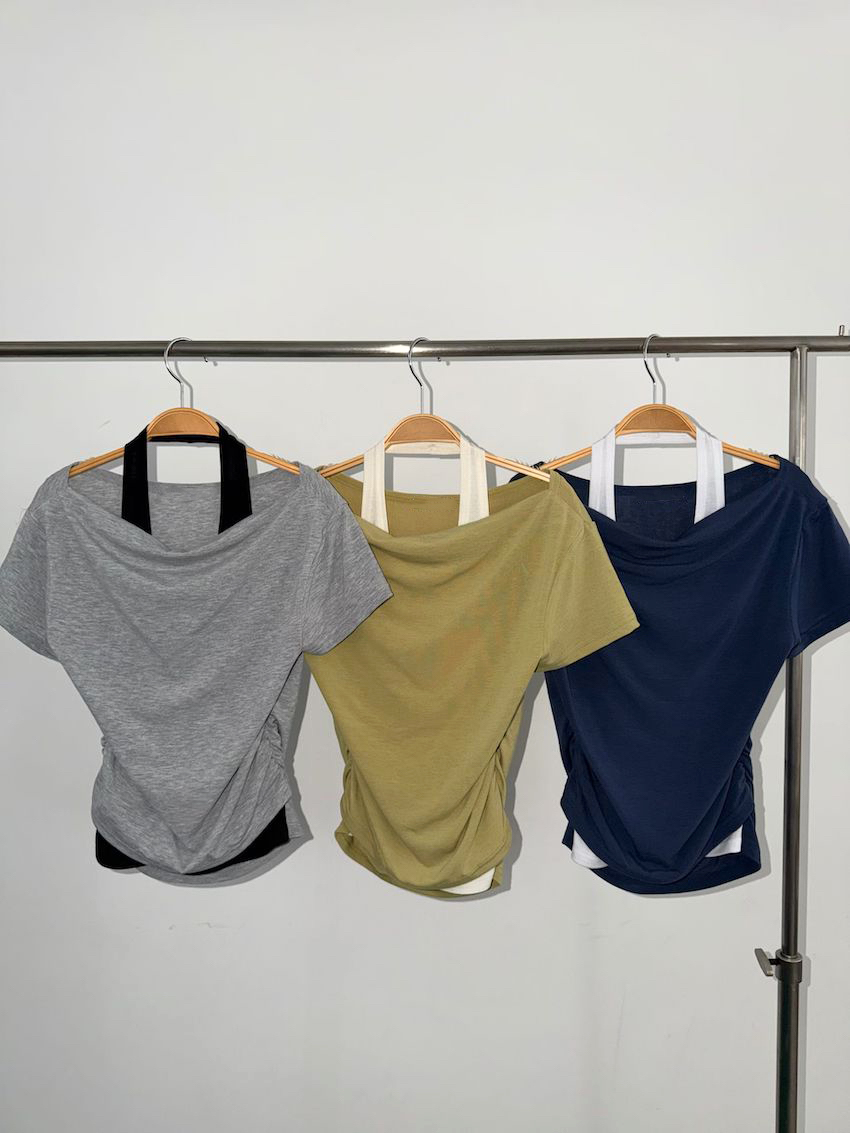 layered ruched waist top