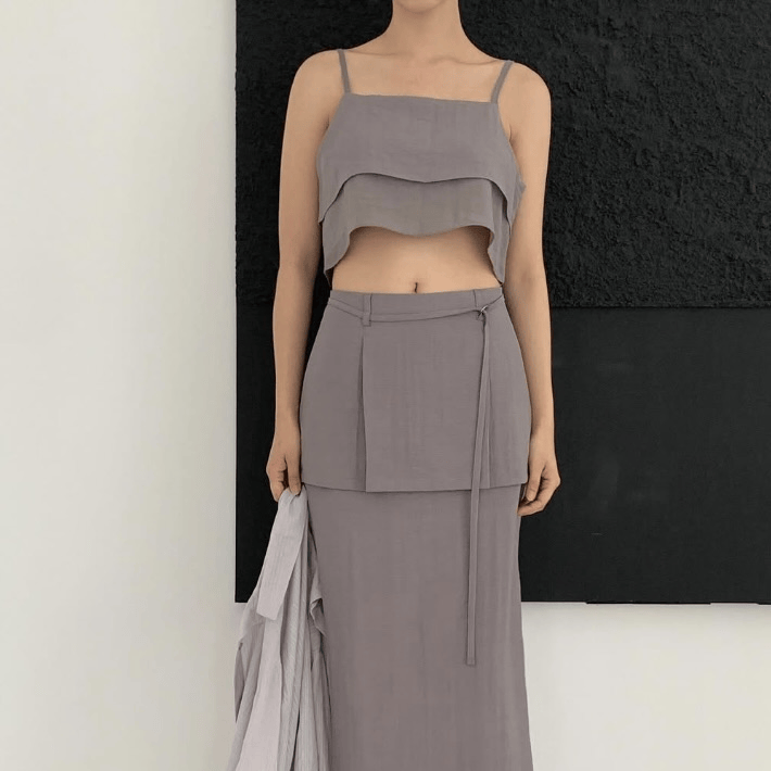 店主Archivepke直播著用款｜mog bustier top & maxi long skirt set [3 colors]
