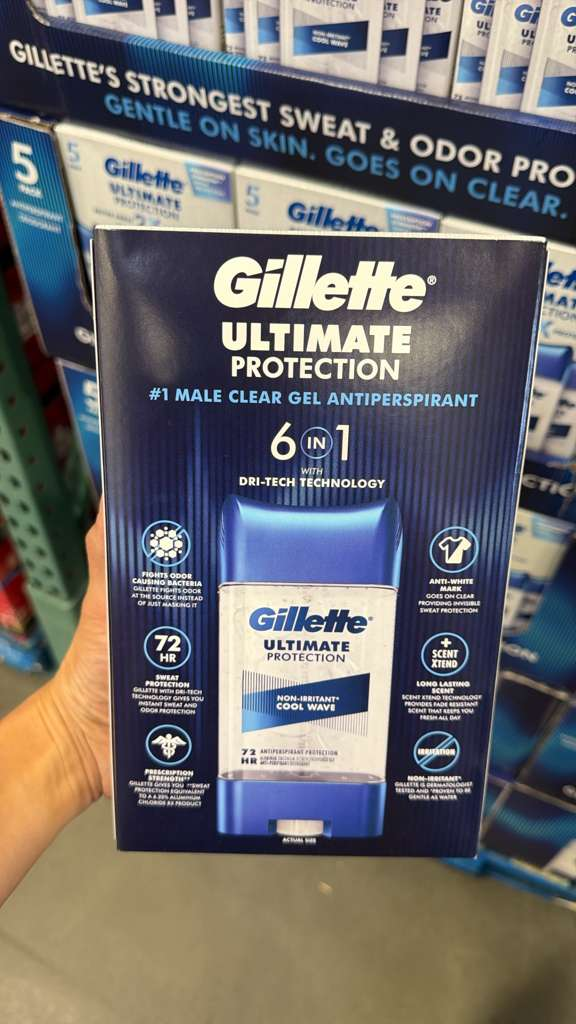 BC001 Gillette Ultimate Protection 男士止汗除臭透明凝膠107G（5支裝）EXP:2028.03