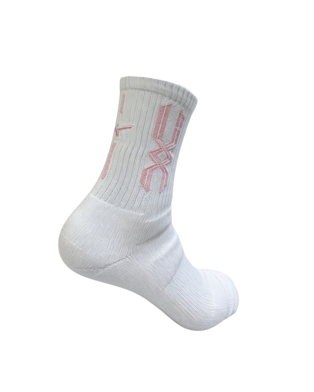 MIZUNO 運動襪 (白-粉紅)