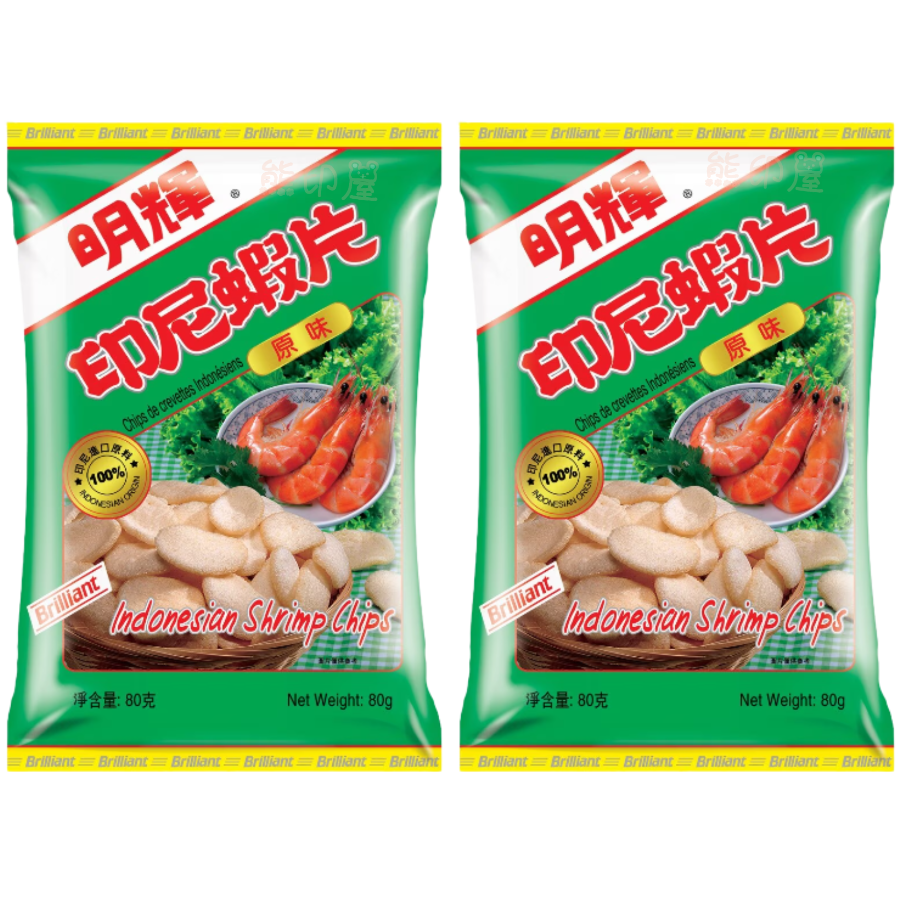 明輝牌 - 明輝印尼蝦片(大) 80G X 2