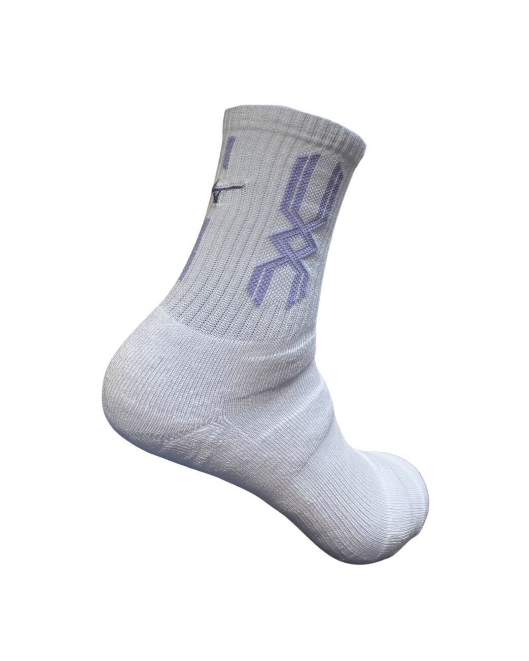 MIZUNO 運動襪 (白-淺紫)