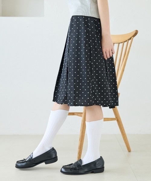 kutir / Dot Pleated Midi Skirt