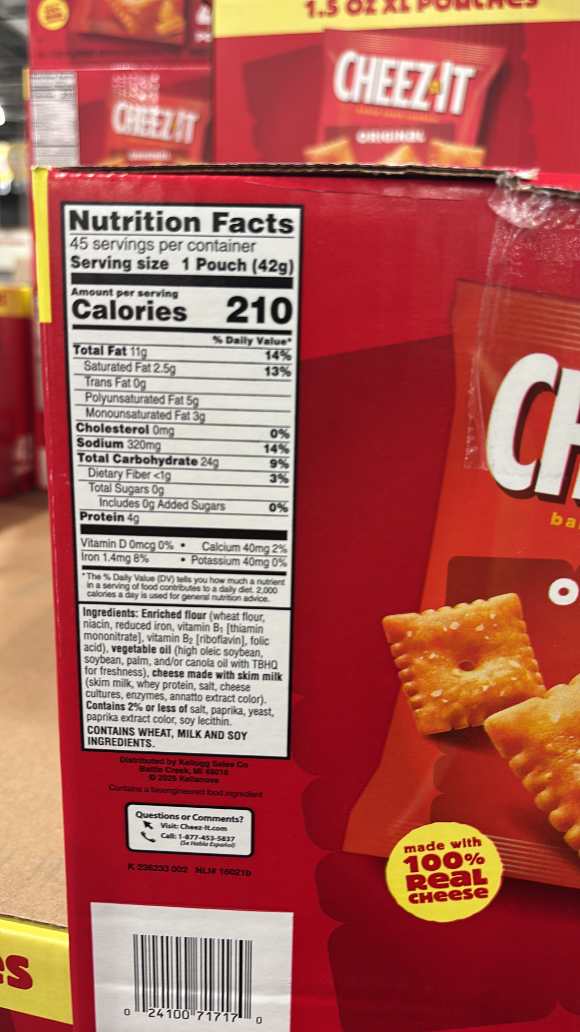 BC071 Cheez-It 經典原味起司烘焙脆餅42Gx45包 EXP:2027.04