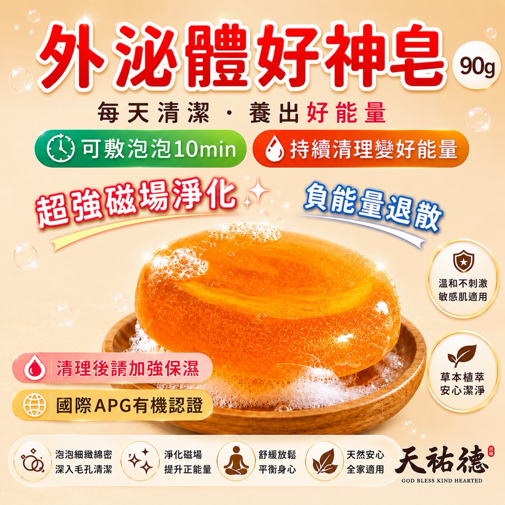《天祐德》排煞解負能量淨化敷泡泡美麗神皂‼️這顆超強