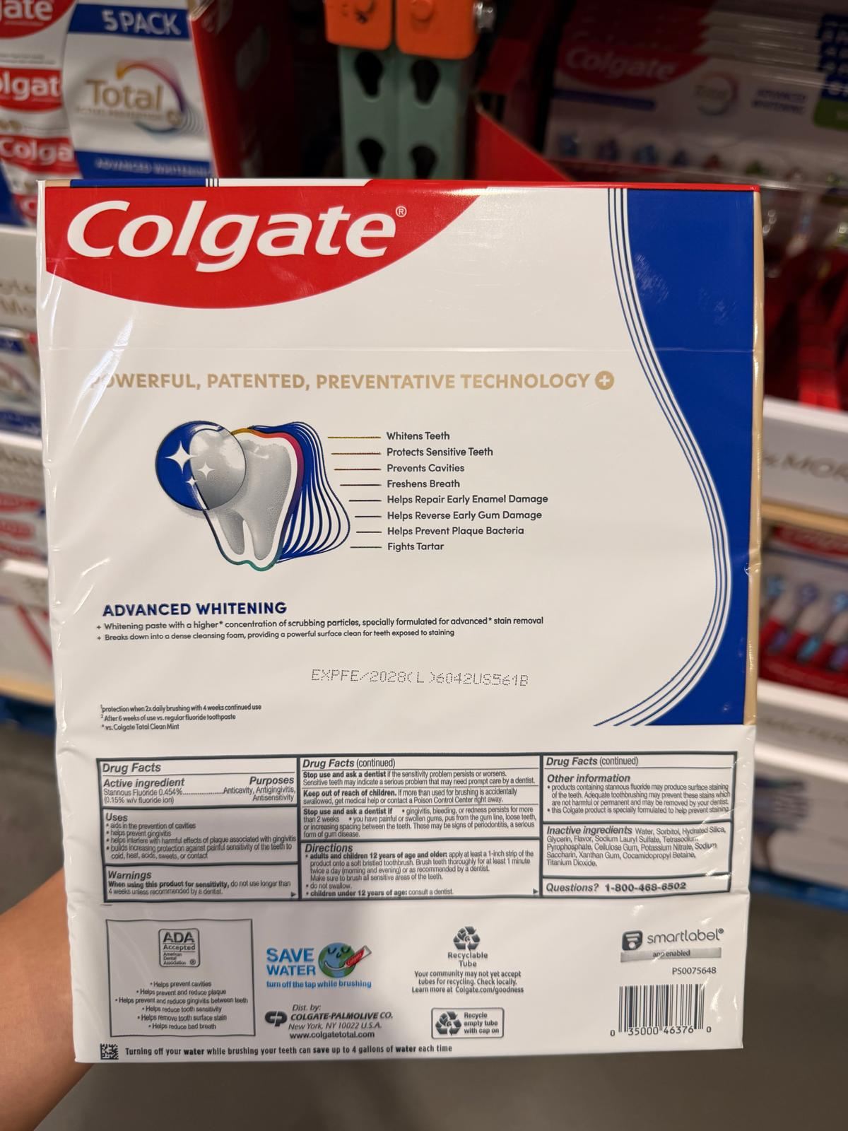 BC112 Colgate Total 全效主動防護專業美白牙膏5條裝 EXP:2028