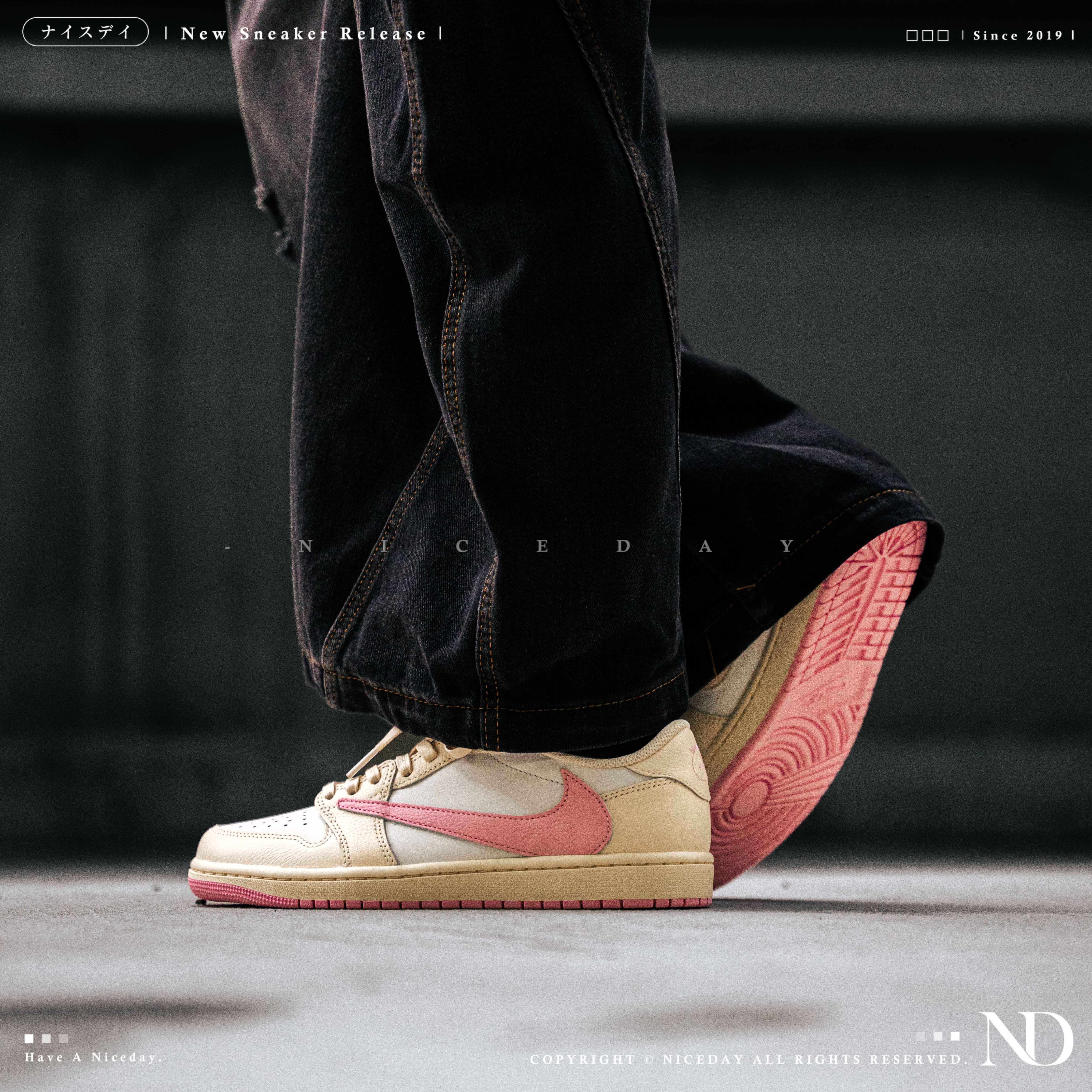 NICEDAY 代購 Travis Scott x Air Jordan 1 倒勾 奶油白 奶油 粉 白 倒鉤 聯名 粉勾 TS IQ7604-100